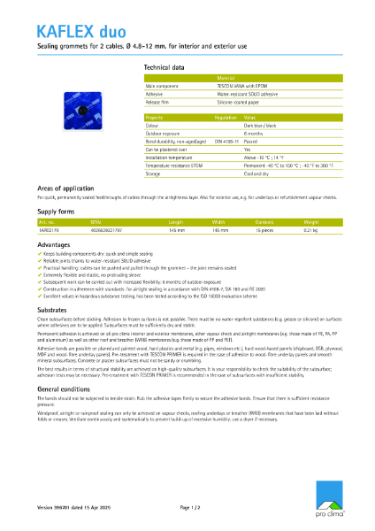 Kaflex Duo Technical Datasheet