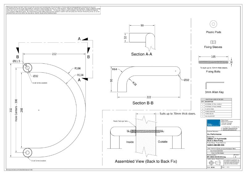 BLU™ - HAB20 'D' Style Commercial Pull Handle CAD