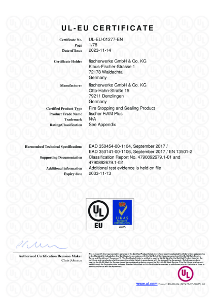 UL-EU certificate UL-EU-01277-EN