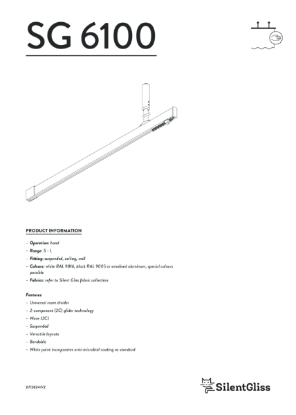 Silent Gliss SG 6100 Cubicle Room Divider System Technical Catalogue