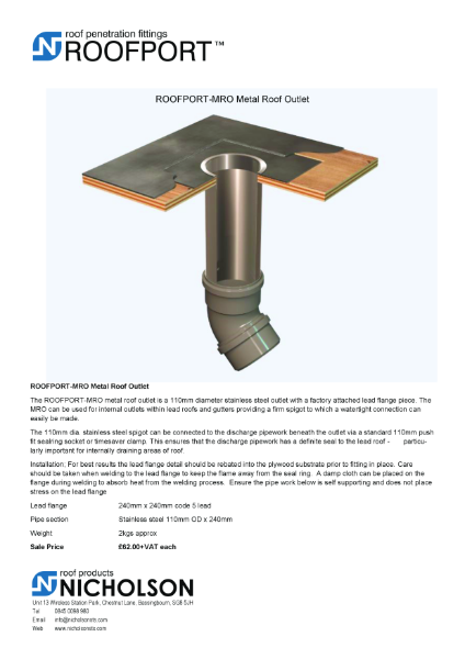 ROOFPORT® MRO - Tech Data Sheet