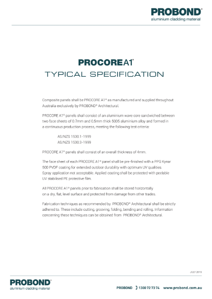 PROCORE A1 Typical Specification