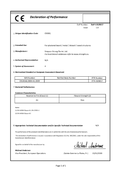Declaration of Performance DoP-h19/0017