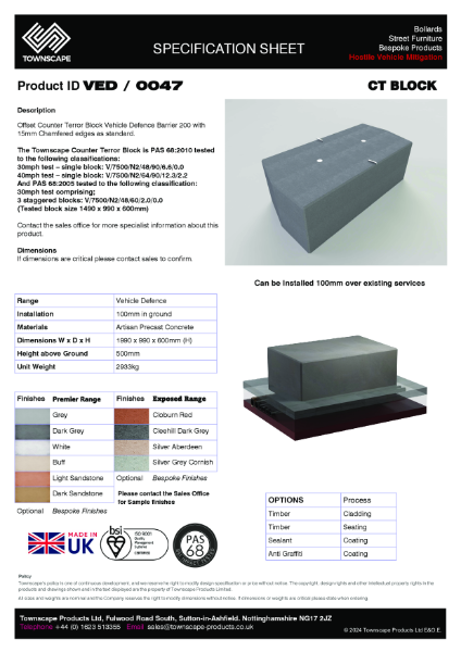 1990 X 990 X 600 Offset CT Block Specification Sheet VED0047