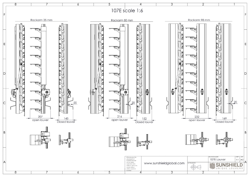 Technical Drawing Aluminium Louvre 107-E