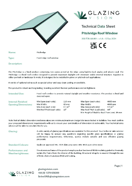 Pitchridge Data sheet