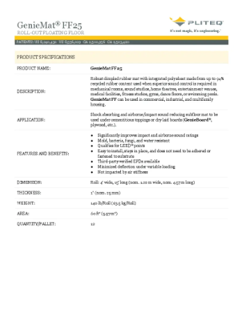 PLITEQ - GENIEMAT FF25 - Technical Data Sheet