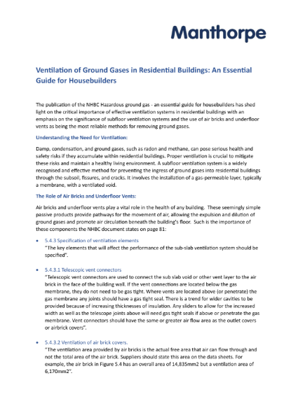 Ventilation of Ground Gases in Residential Buildings