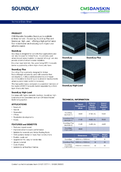 CMS Danskin Acoustics Soundlay, Plus & High Load - TDS Issue 7 11 2025