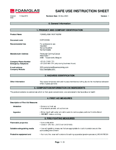 SDS_FOAMGLAS®INVATHERM