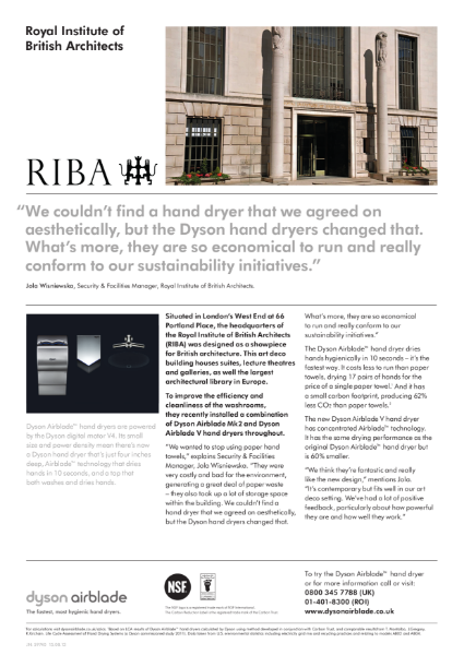 Dyson V Hand Dryer Case Study - Royal Institute of British Architects