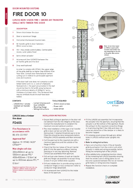 LVN25S into 54mm timber fire door (Door 10)