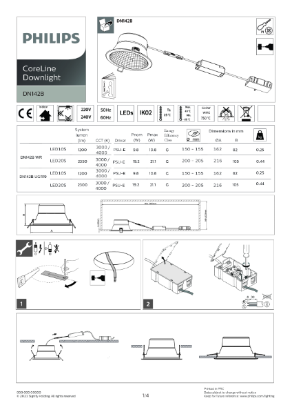 Philips Coreline downlighit Installation Instruction