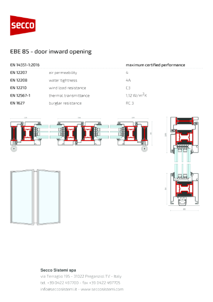 Secco Sistemi - EBE 85 - door inward opening