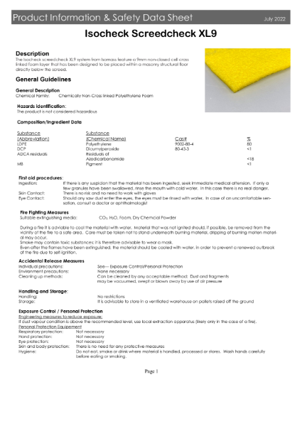 Isocheck Screedcheck XL9 - Safety Data Sheet