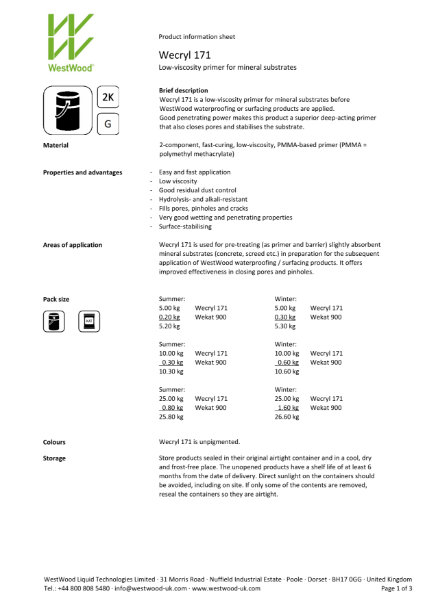 Wecryl 171 - Product information sheet