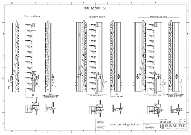 Technical Drawing Aluminium Louvre 88-E