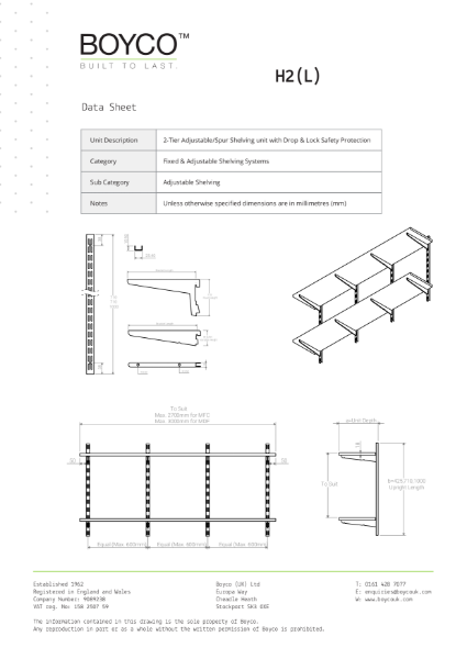 H2 - 2 tier data sheet