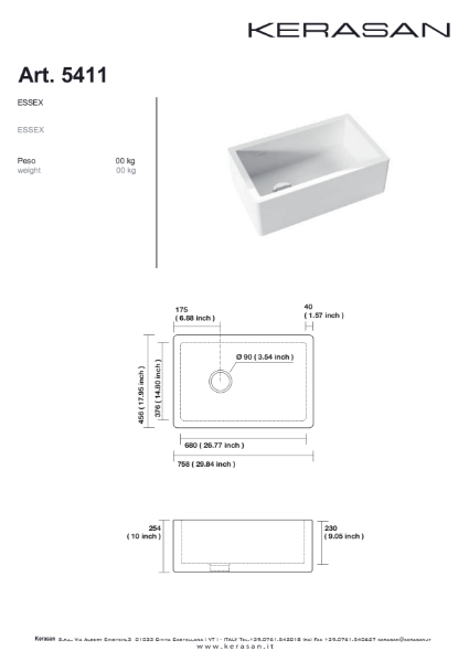 Kerasan Art. 5411: Essex  Technical drawing.