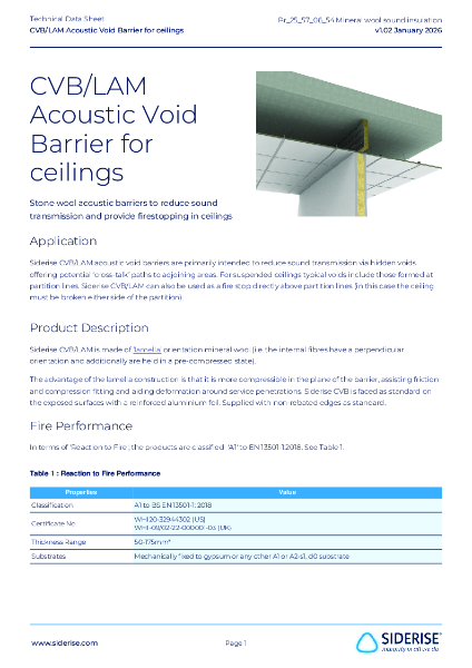 Siderise CVB/LAM acoustic void barrier for ceilings v1.02