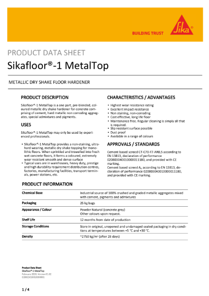 Product Data Sheet - Sikafloor 1MetalTop
