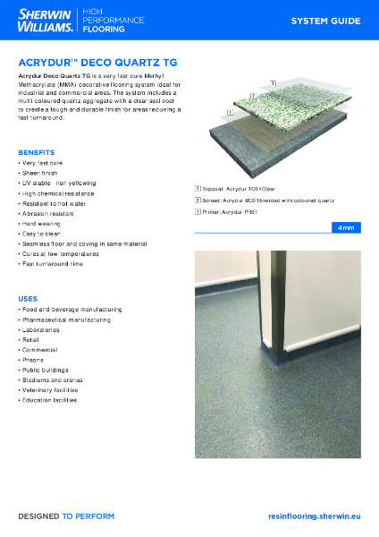 Resin Flooring System Acrydur™ Deco Quartz TG System Guide