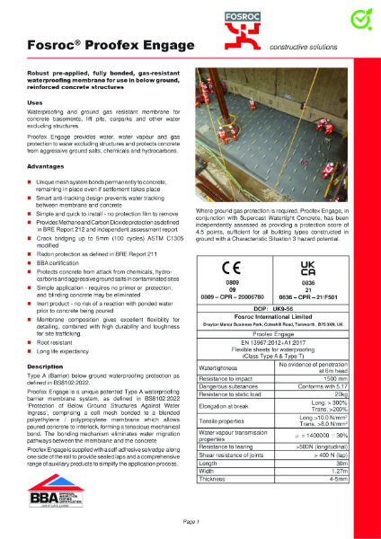 Fosroc Proofex Engage Product Data Sheet