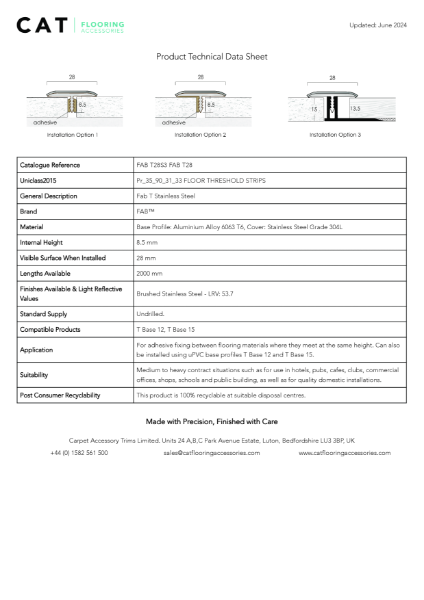 FABT28S3 BRUSHED STAINLESS STEEL TDS