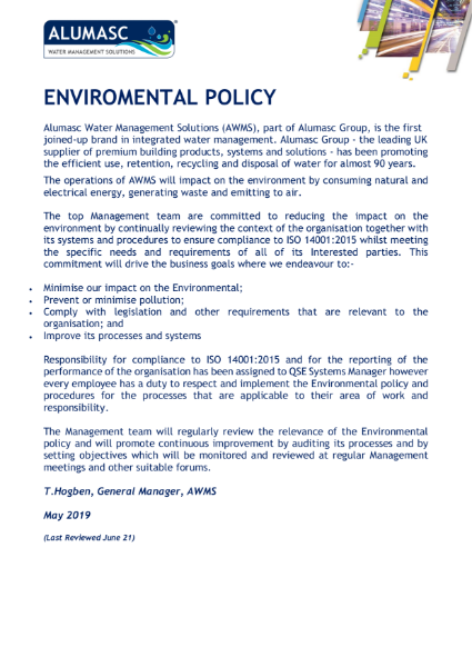 AWMS Environmental policy