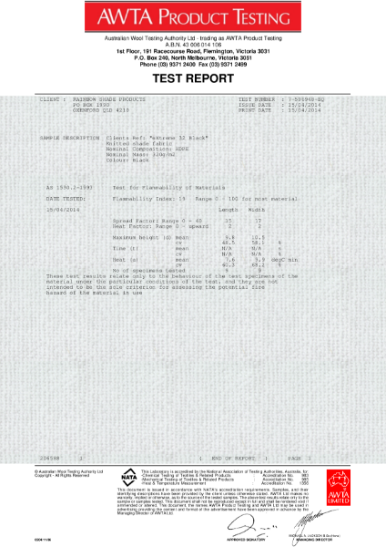 Extreme 32 Fire Certificate AS1530.2