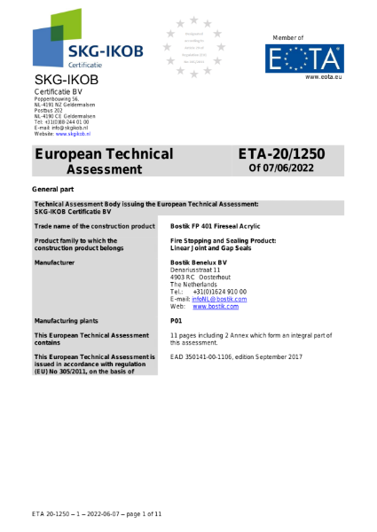 Bostik FP401 ETA 20/1250