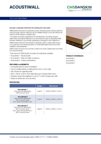 CMS Danskin Acoustics Acoustiwall - TDS issue 1 02 2025