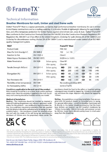 Frame TX Datasheet Issue 6 July 2023