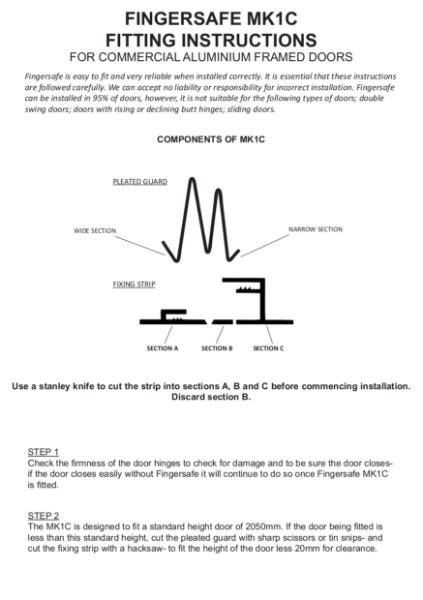 Fingersafe®  MK1C for Aluminium Door Fitting Instructions