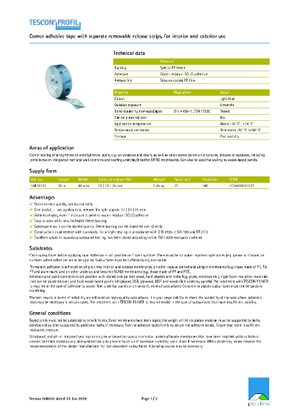 Pro Clima Tescon Profil Technical Datasheet