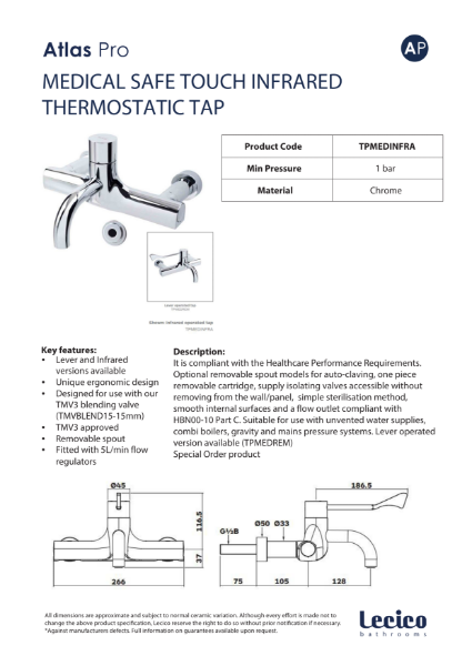 Medical Safe Touch Infrared Thermostatic Tap