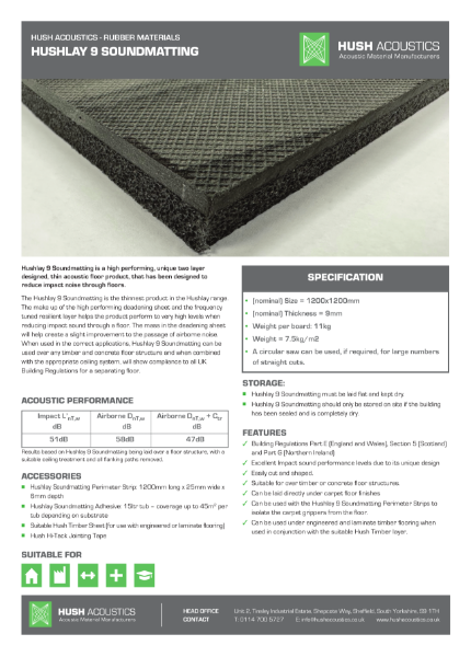 Hushlay 9 Soundmatting Datasheet