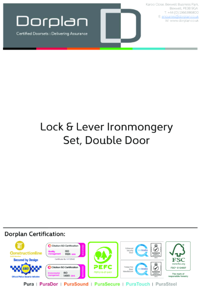 Lock & Lever Ironmongery Set, Double Door