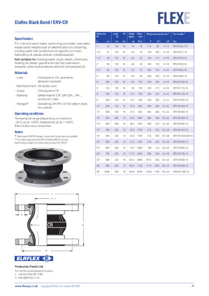 Product Data Sheet - Elaflex Black Band / ERV-CR