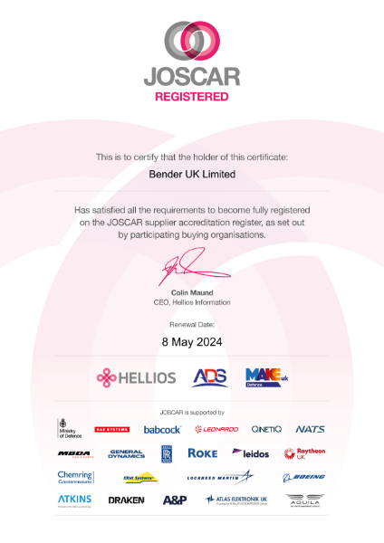 JOSCAR Supplier Accreditation Registered Certificate