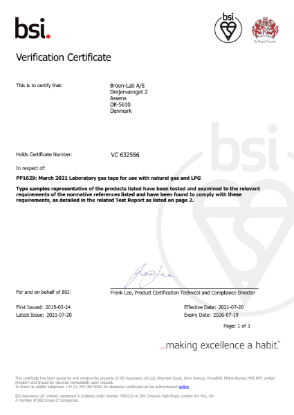 BSI - Laboratory Gas Taps