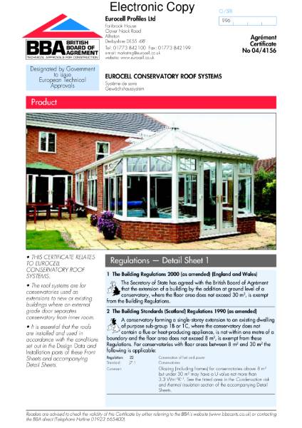 04/4156 Eurocell conservatory roof system