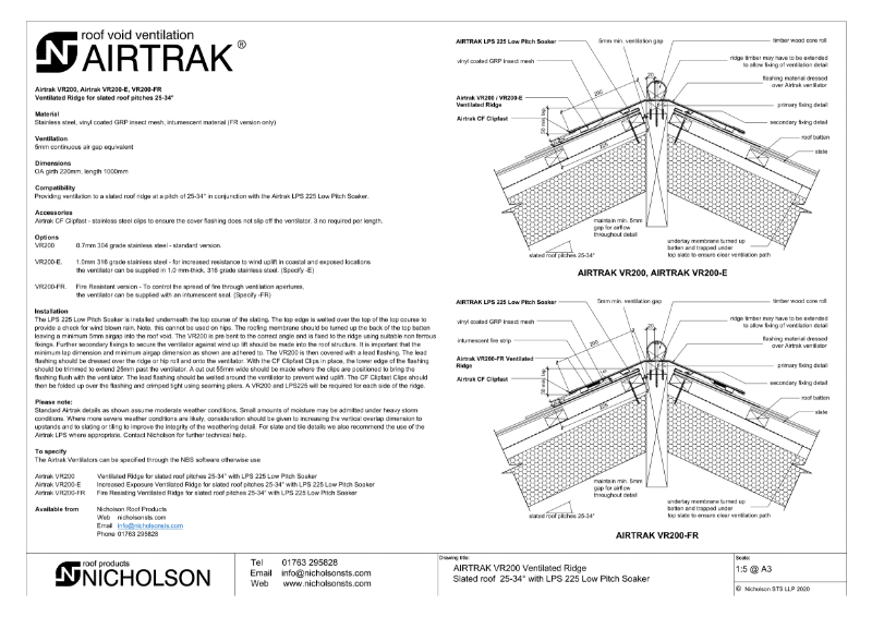AIRTRAK VR Technical Data Sheet
