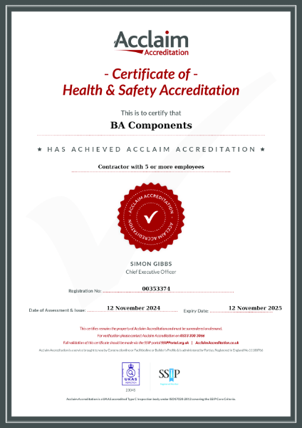 Acclaim SSIP Health & Safety Accreditation