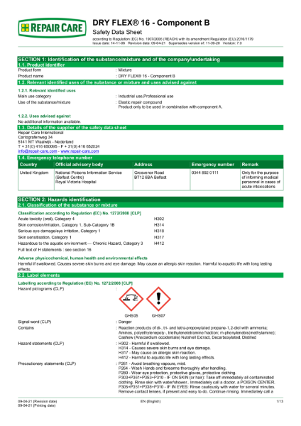 Dry Flex 16 Component B Data Sheet