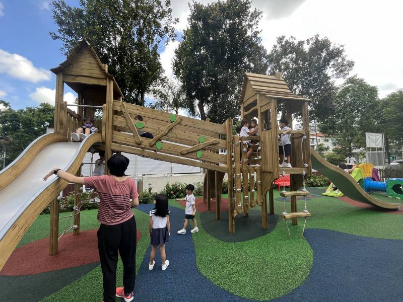Sustainable timber playground at a church in Singapore