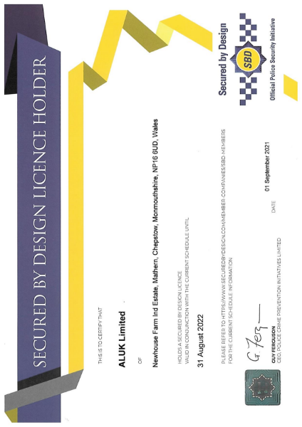 Secured by Design - certificate