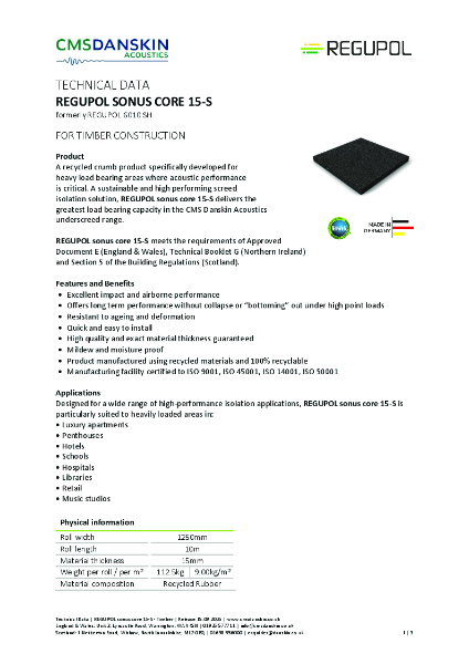 REGUPOL sonus core 15-S (REGUPOL 6010 SH 15mm) Timber - TD-en-UK Release 15 09 2025