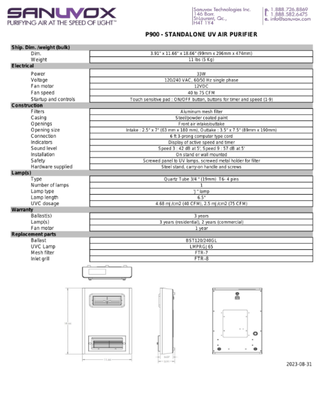 SpecSheet for P900 (EN)