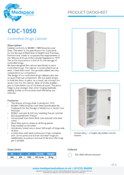 CDC-1050 - Controlled Drugs Cabinet